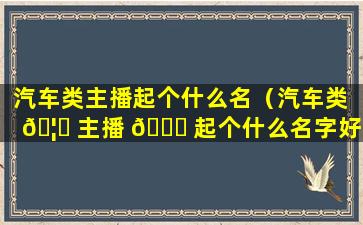 汽车类主播起个什么名（汽车类 🦊 主播 🐝 起个什么名字好听）